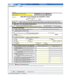Okno definiowania deklaracji VAT-7 w programie WAPRO KAPER