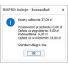 Okno kosztów wystawienia aukcji w programie WAPRO AUKCJE.